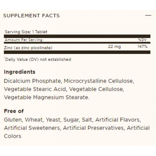 Zinc Picolinate 22 mg - 100 tab (100-97-2438284-20)
