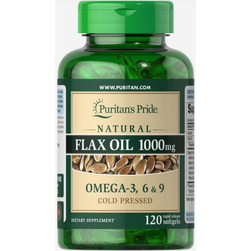 Non-GMO Natural Flax Oil 1000 mg - 120 Rapid Release Softgels (100-36-6266638-20)