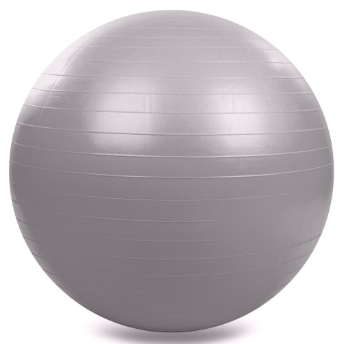 М'яч для фітнесу (фітбол) гладкий глянцевий 65 см Сірий (FI-1980-65G)