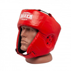 Шлем боксерский BOXER L кожа 1 мм Красный