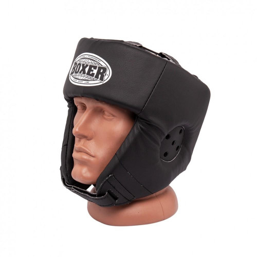 Шолом боксерський BOXER L шкіра 1 мм Чорний (IV-2027-01BLK)