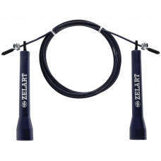 Скакалка швидкісна Кроссфіт з підшипником та сталевим тросом l-2,75 м, d-3 мм FI-1008ABC Чорний Скакалка швидкісна Кроссфіт з підшипником та сталевим тросом l-2,75 м, d-3 мм FI-1008ABC Чорний