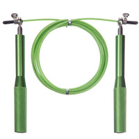 Скакалка скоростная Кроссфит с подшипником и стальным тросом с алюмом. руч. l-3.0 м, d-3.0 мм Зеленый Скакалка скоростная Кроссфит с подшипником и стальным тросом с алюмом. руч. l-3.0 м, d-3.0 мм Зеленый