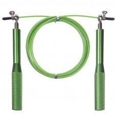 Скакалка швидкісна Кроссфіт з підшипником і сталевим тросом з алюм. руч. l-3.0 м, d-3.0 мм Зелений Скакалка швидкісна Кроссфіт з підшипником і сталевим тросом з алюм. руч. l-3.0 м, d-3.0 мм Зелений