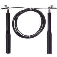 Скакалка скоростная Кроссфит с подшипником и стальным тросом с алюминиевыми ручками l-3.0 м, d-2.6 мм Черный Скакалка скоростная Кроссфит с подшипником и стальным тросом с алюминиевыми ручками l-3.0 м, d-2.6 мм Черный