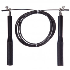 Скакалка швидкісна Кроссфіт з підшипником та сталевим тросом з алюмінієвими ручками l-3.0 м, d-2.6 мм Чорний Скакалка швидкісна Кроссфіт з підшипником та сталевим тросом з алюмінієвими ручками l-3.0 м, d-2.6 мм Чорний