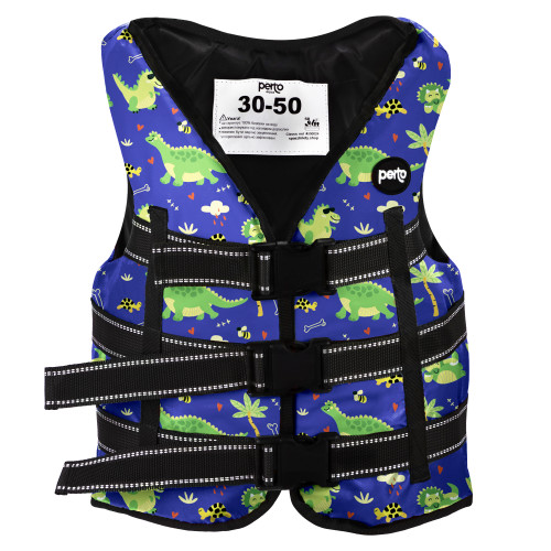 Жилет страховочный PERTO Exclusive детский 30-50 кг Динозаврики (J00741D)