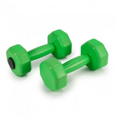 Гантелі для фітнесу PERTO 2шт по 2кг композитні пластикові Лайм Гантелі для фітнесу PERTO 2шт по 2кг композитні пластикові Лайм
