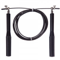 Скакалка швидкісна Кроссфіт із підшипником та сталевим тросом з алюмінієвими ручками l-3.0 м, d-3.0 мм Чорний Скакалка швидкісна Кроссфіт із підшипником та сталевим тросом з алюмінієвими ручками l-3.0 м, d-3.0 мм Чорний