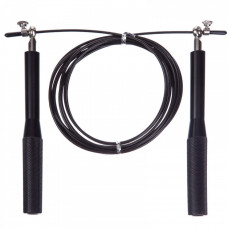 Скакалка швидкісна Кроссфіт із підшипником та сталевим тросом з алюмінієвими ручками l-3.0 м, d-3.0 мм Чорний Скакалка швидкісна Кроссфіт із підшипником та сталевим тросом з алюмінієвими ручками l-3.0 м, d-3.0 мм Чорний