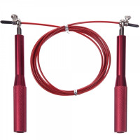 Скакалка скоростная Кроссфит с подшипником и стальным тросом с алюм. руч. l-3.0 м, d-3.0 мм Красный Скакалка скоростная Кроссфит с подшипником и стальным тросом с алюм. руч. l-3.0 м, d-3.0 мм Красный