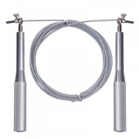 Скакалка скоростная Кроссфит с подшипником и тросом с алюминиевыми ручками l-3.0 м, d-3.0 мм Серебряный Скакалка скоростная Кроссфит с подшипником и тросом с алюминиевыми ручками l-3.0 м, d-3.0 мм Серебряный