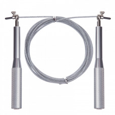 Скакалка швидкісна Кроссфіт з підшипником і сталевим тросом з алюм. руч. l-3.0 м, d-3.0 мм Срібний Скакалка швидкісна Кроссфіт з підшипником і сталевим тросом з алюм. руч. l-3.0 м, d-3.0 мм Срібний