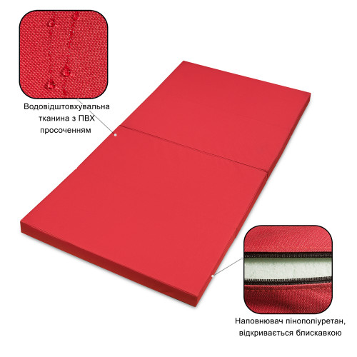 Мат гимнастический Champion 200x100x8.5 см Красный складной (00619)