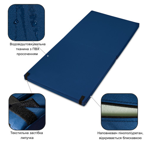 Мат гимнастический Champion 200x100x8.5 см Синий складной (00202)