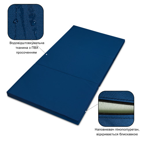 Мат гімнастичний Champion 200x100x8.5 см Синій складаний (00618)