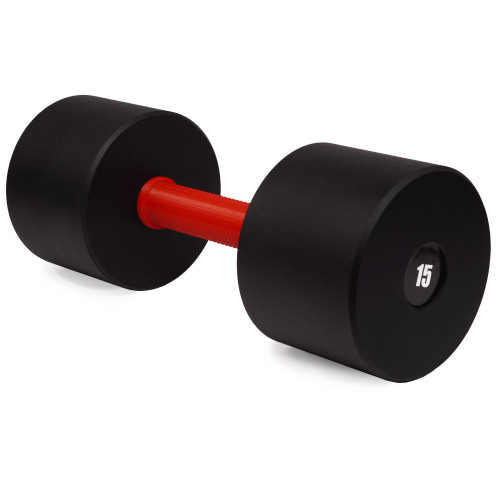 Гантель цельная PERTO Black 15.0 кг красной накладкой D120 (G00416-15)