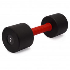 Гантель цільна PERTO Black 7.0 кг з червоною накладкою D90