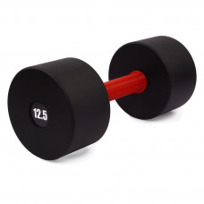 Гантель цільна PERTO Black з червоною накладкою 12.5 кг D120 Гантель цільна PERTO Black з червоною накладкою 12.5 кг D120