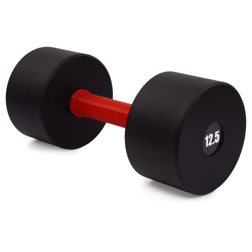 Гантель цельная PERTO Black 12.5 кг с красной накладкой D120 (G00416-12.5)
