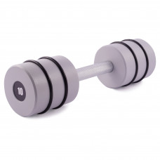 Гантель цільна PERTO Gray 10.0 кг з резинками D90