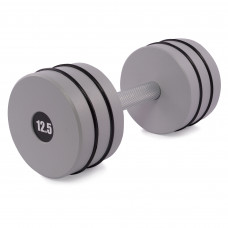 Гантель цільна PERTO Gray 12.5 кг з резинками D120