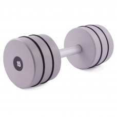 Гантель цільна PERTO Gray 15.0 кг з резинками D120