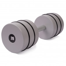 Гантель цільна PERTO Gray 20.0 кг з резинками D120