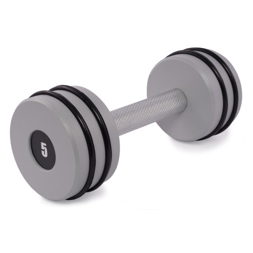 Гантель цельная PERTO Gray 5.0 кг с резинками D90 (G00413-5)