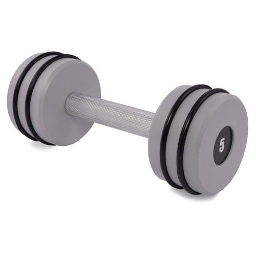 Гантель цельная PERTO Gray 5.0 кг с резинками D90 (G00413-5)