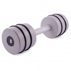 Гантель цільна PERTO Gray 8.0 кг з резинками D90