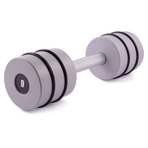 Гантель цельная PERTO Gray 9.0 кг с резинками D90 (G00413-9)