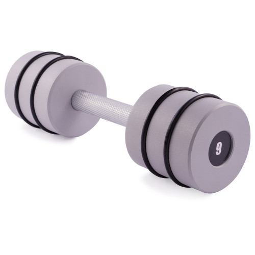 Гантель цельная PERTO Gray 9.0 кг с резинками D90 (G00413-9)