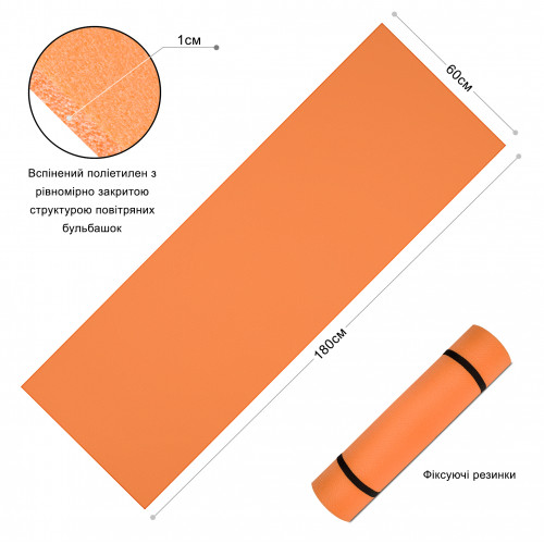 Килимок PERTO 1800х600х10 Помаранчевий (M00013)