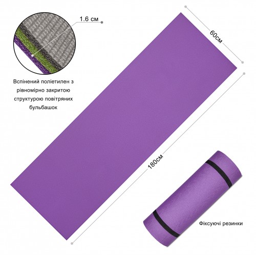Коврик PERTO 1800х600х16 Фиолетово-Серый (M00019)