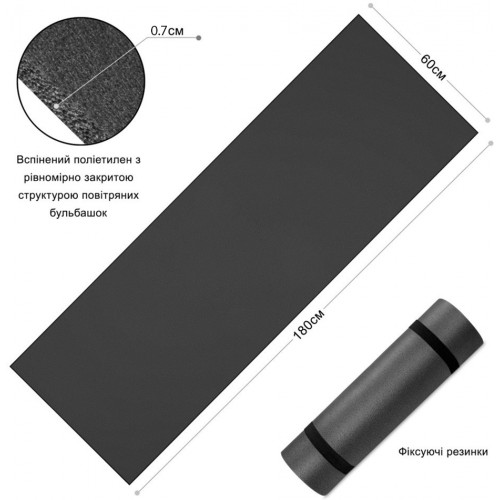 Коврик без рифления PERTO 1800х600х8 Серый (M00029)