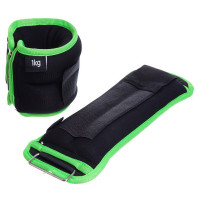 Обважнювачі-манжети для рук і ніг 2 шт по 1.0 кг Чорно-Салатовий Обважнювачі-манжети для рук і ніг 2 шт по 1.0 кг Чорно-Салатовий
