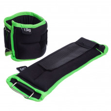 Обважнювачі-манжети для рук і ніг 2 шт по 1.5 кг Чорно-Салатовий Обважнювачі-манжети для рук і ніг 2 шт по 1.5 кг Чорно-Салатовий